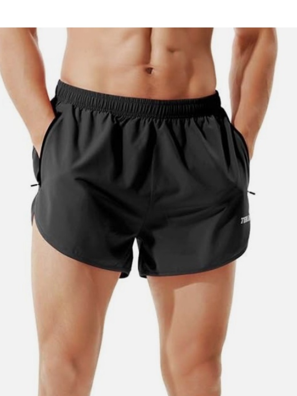 TENJOY men’s Black Athletic Training Shorts with Elastic Waist